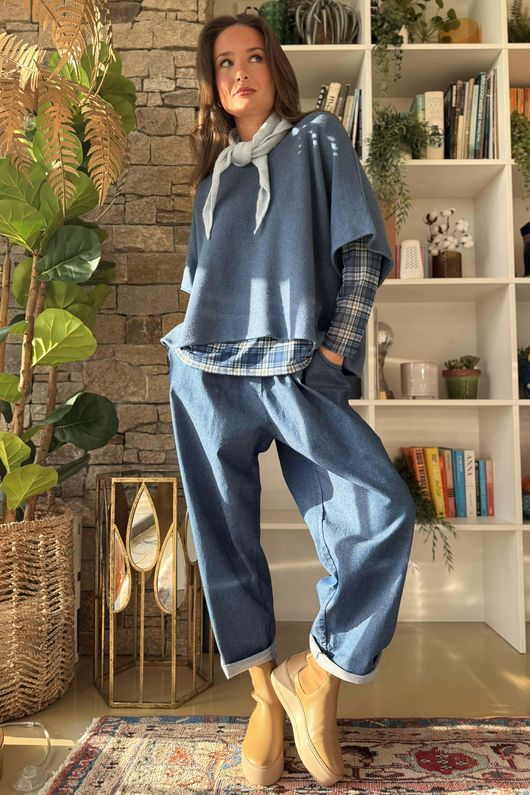 Bobby Mesh Layering Top Nevis Plaid Navy /10=